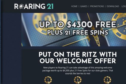 Roaring21 Exklusiv 410% Welcome Bonus to unlock 66 FREE SPINS
