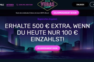 Neonvegas Erhalte 500 € extra, wenn du heute nur 100 € einzahlst