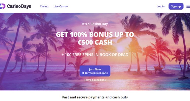 Casinodays exclusive bonus promotion spins