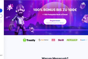 Megarush 100 freispiele + 100 EUR Spiele Bonus