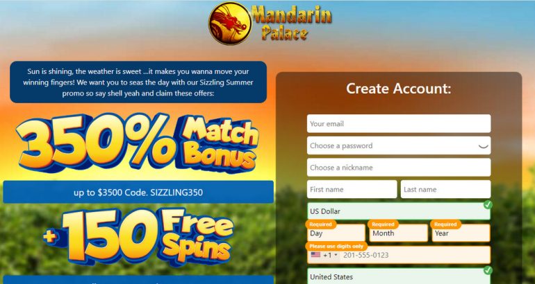 MandarinPalace free no deposit bonus code