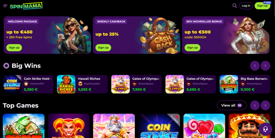 SpinMama Spiele & Sportwetten Willkommensbonus