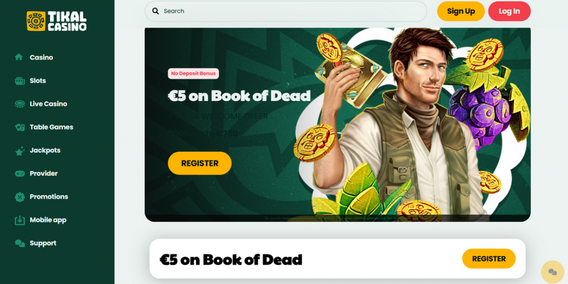 TikalCasino exclusiv 5€ ohne einzahlung boni
