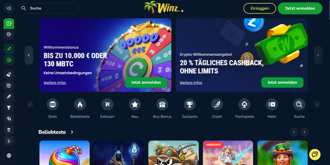 Winz Casino 300 Freispiele & 600 EUR Werbe Code
